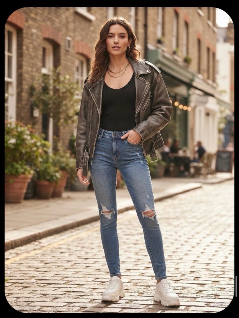 Kendall & Kylie Distressed Medium Blue High-Rise Skinny Jeans